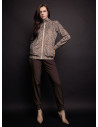 Tuta full zip donna FANCY Lormar in soft velour animalier con pantalone lungo unito