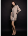 Lormar FANCY women’s full zip night gown in soft velour with animal-print details