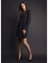 Lormar MINUIT women’s button-up nightdress heavyweight viscose pinstripe print, long sleeves, revere collar and contrast piping
