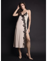 Lormar PLAISIR women’s long nightdress in heavyweight viscose, enhanced by refined contrast lace