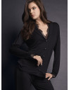 Open pajama set with shawl collar — PLAISIR