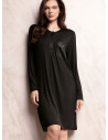 Camicia da notte donna SATÈN Lormar in viscosa pesante con apertura serafino, taschino in pizzo frastaglio e dettagli in raso
