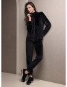 Tuta full zip donna TIME Lormar in soft velour a costina con giacca a maniche lunghe e pantalone lungo con polsi