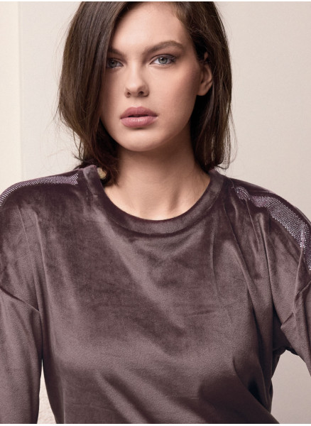 Round neck jacket and long pants with cuffs — SHINY