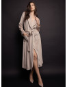 Vestaglia lunga donna GOOD Lormar in soft velour con collo sciallato, cintura, tasche e piping a contrasto