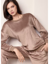 Lormar TARGET women’s soft velour long sleeve round neck jacket and long pants with pockets and ton sur ton lurex details
