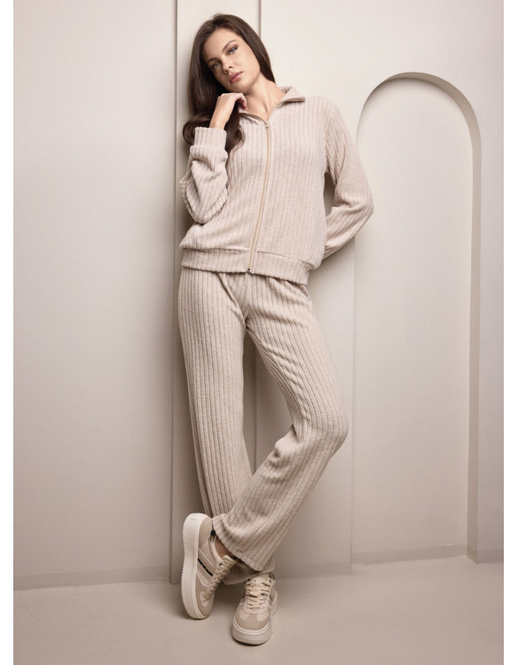Lormar CARDIGAN women’s ribbed full zip jacket and long pants