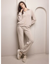 Tuta full zip donna CARDIGAN Lormar in maglia a costina con pantalone lungo