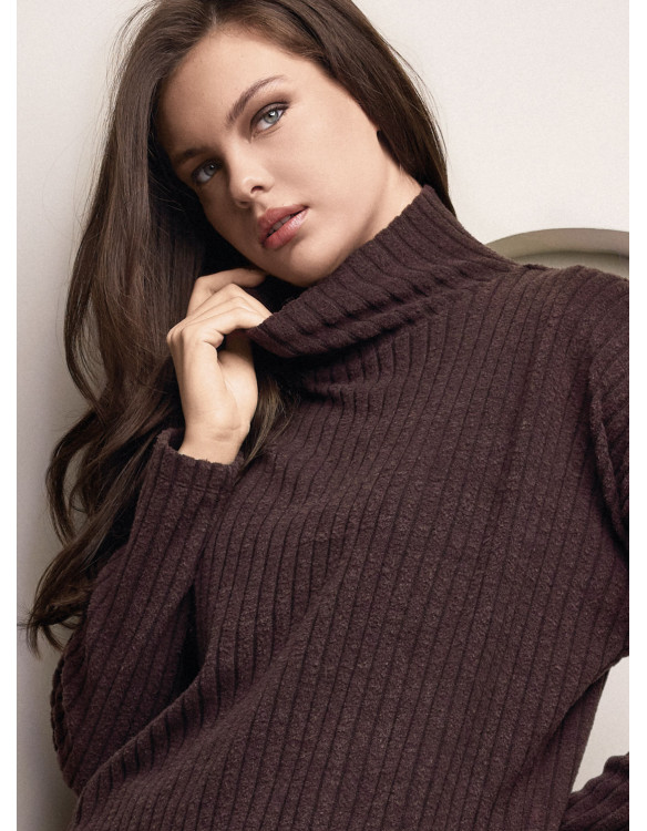 Women’s Ribbed High Neck Set - CARDIGAN