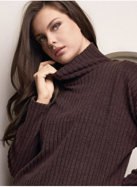 Women’s Ribbed High Neck Set - CARDIGAN