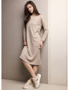 Lormar WEEKEND women’s long sleeve round neck brushed midi dress