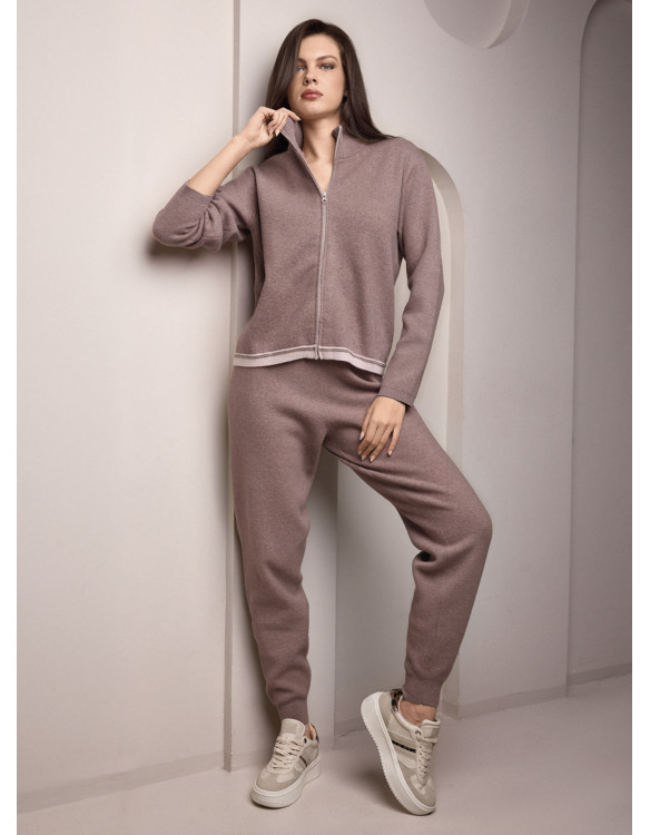 Lormar SHOP women’s brushed full zip set with ribbed inserts