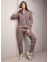 Tuta full zip donna SHOP Lormar in maglia pettinata con inserti in costina