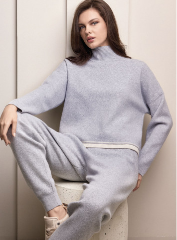 Set collo alto donna SHOP Lormar in maglia pettinata con pantalone jogging 2