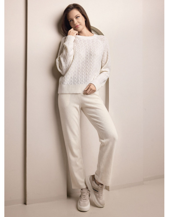 Lormar TRICOT women’s crochet round neck set with plain long pants