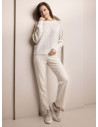 Lormar TRICOT women’s crochet round neck set with plain long pants