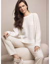 Lormar TRICOT women’s crochet round neck set with plain long pants