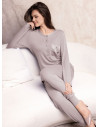 Pigiama serafino donna SATÈN Lormar in viscosa pesante con manica lunga, pantalone lungo con polsi e taschino con pizzo