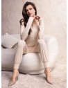 Lormar SATÈN women’s heavyweight viscose grandad pyjamas with long sleeves, cuffed long pants and lace-trimmed pocket