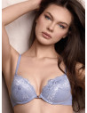Reggiseno balconcino push up SATÈN Lormar in micro setificata e pizzo frastaglio con accessorio oro rosa