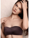 ULTRASHINE wireless bandeau bra in silky effect microfiber with invisible supersoft cups and removable shoulder straps