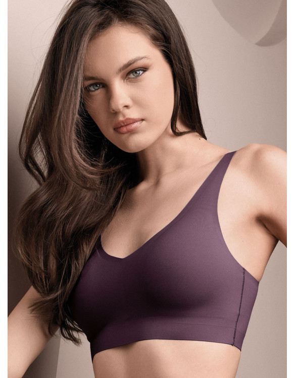 Brassiere esternabile TOUCH in microfibra satinata termosaldata con coppe supersoft estraibili e spalla larga