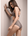 TOUCH high-waisted briefs in bonded satin microfiber with laser-cut legholes