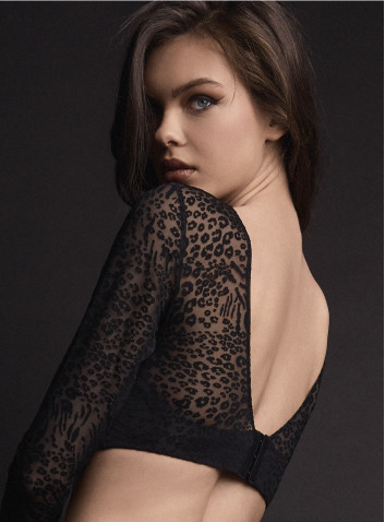 SECRET padded long-sleeve top in animal-print dévoré tulle 2