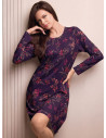 Camicia da notte donna DESIRE Lormar in viscosa pesante con stampa floreale, maniche lunghe e apertura serafino