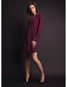 Lormar MINUIT women’s button-up nightdress heavyweight viscose pinstripe print, long sleeves, revere collar and contrast piping