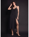 Lormar PLAISIR women’s long nightdress in heavyweight viscose, enhanced by refined contrast lace