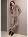 Tuta full zip donna TIME Lormar in soft velour a costina con giacca a maniche lunghe e pantalone lungo con polsi