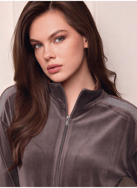 Full zip homewear night gown — SHINY