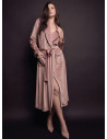 Vestaglia lunga donna GOOD Lormar in soft velour con collo sciallato, cintura, tasche e piping a contrasto