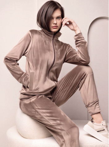 Tuta full zip donna TARGET Lormar in soft velour con giacca a collo alto e pantalone lungo con polsi 2