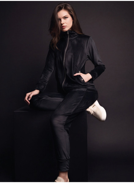Tuta full zip donna LEISURE Lormar in soft velour con pantalone lungo e polsi
