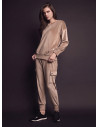 Tuta girocollo donna LEISURE Lormar in soft velour con pantalone lungo, polsi e tasche cargo