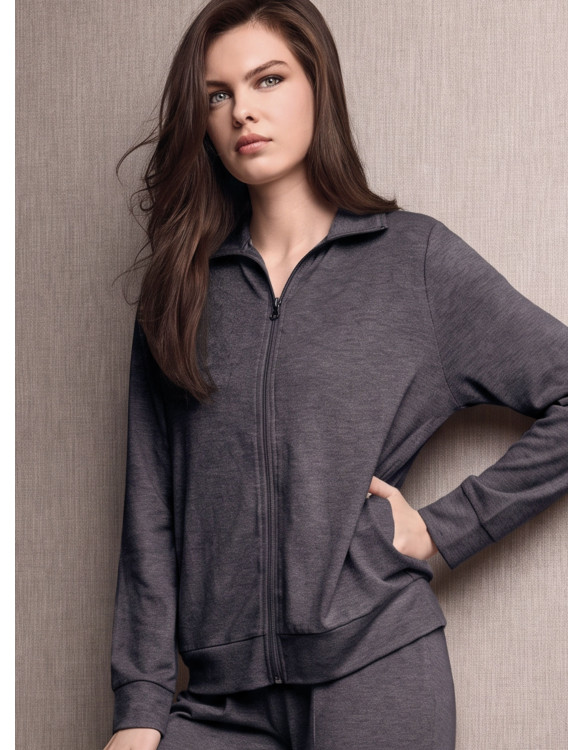 Tuta full zip donna WEEKEND Lormar in maglia pettinata con pantalone jogging