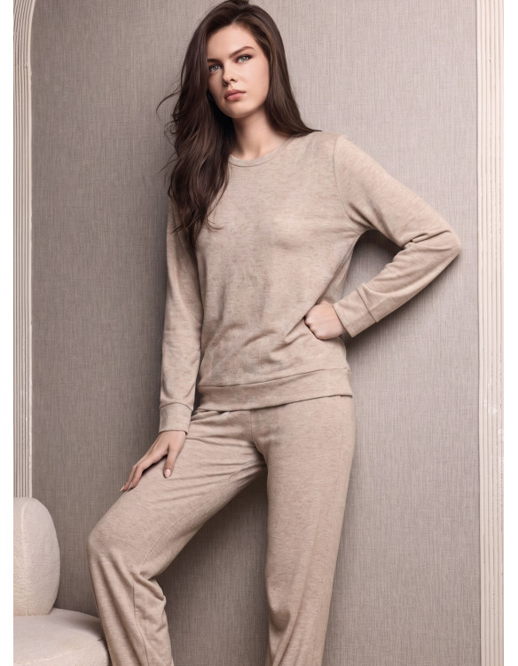 Set girocollo donna WEEKEND Lormar in maglia pettinata con pantalone lungo