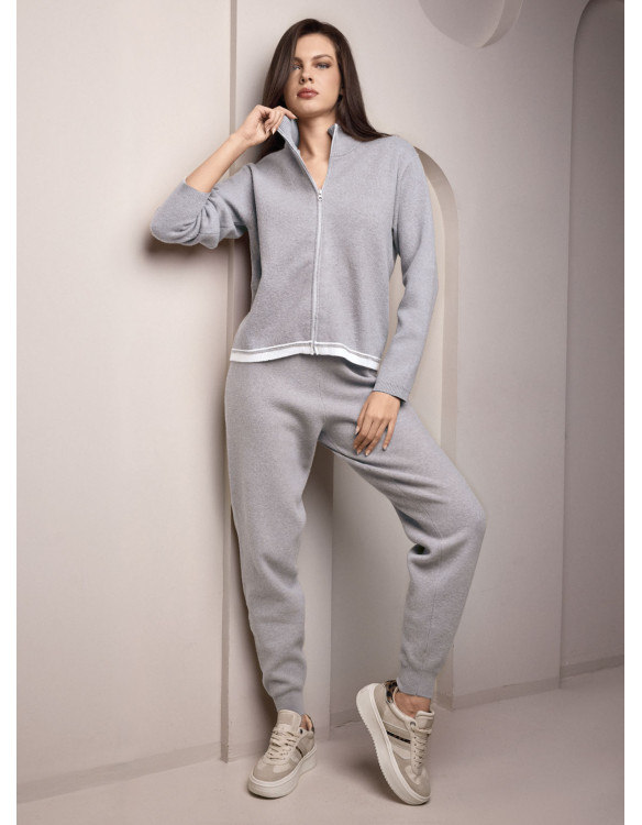 Lormar SHOP women’s brushed full zip set with ribbed inserts