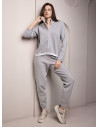 Tuta full zip donna SHOP Lormar in maglia pettinata con inserti in costina