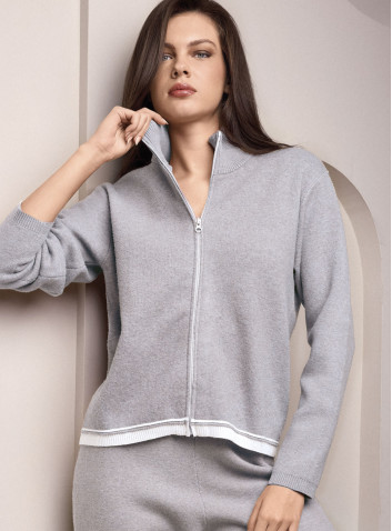 Tuta full zip donna SHOP Lormar in maglia pettinata con inserti in costina 2