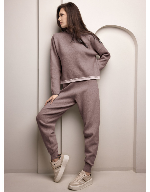 Set collo alto donna SHOP Lormar in maglia pettinata con pantalone jogging