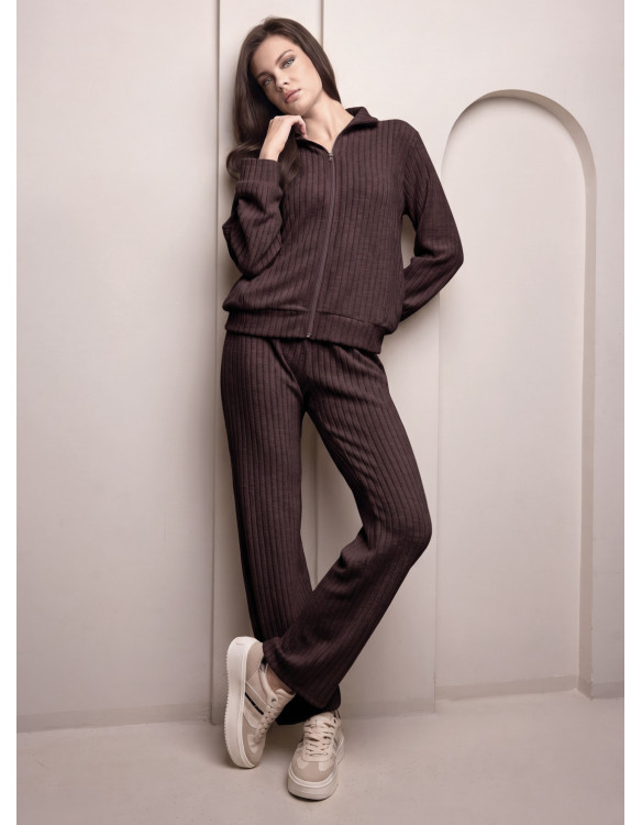 Lormar CARDIGAN women’s ribbed full zip jacket and long pants