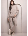 Set collo alto donna CARDIGAN Lormar in maglia a costina con pantalone lungo