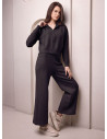 Tuta full zip donna LIVING Lormar in maglia pettinata con cappuccio e pantalone lungo